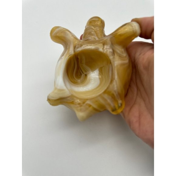 Vintage Carmel White Swirl Slag Glass Turtle Figurine Paperweight - Picture 5 of 7